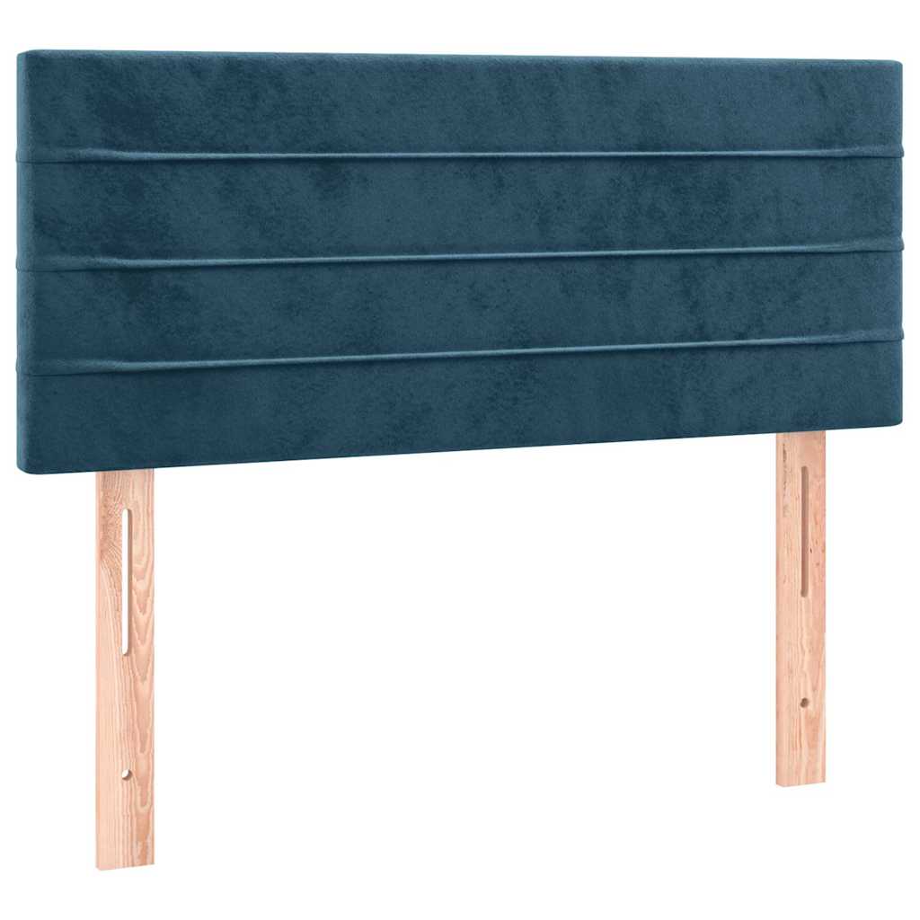 vidaXL Κρεβάτι Boxspring με Στρώμα & LED Σκ. Μπλε 90x200 εκ. Βελούδινο