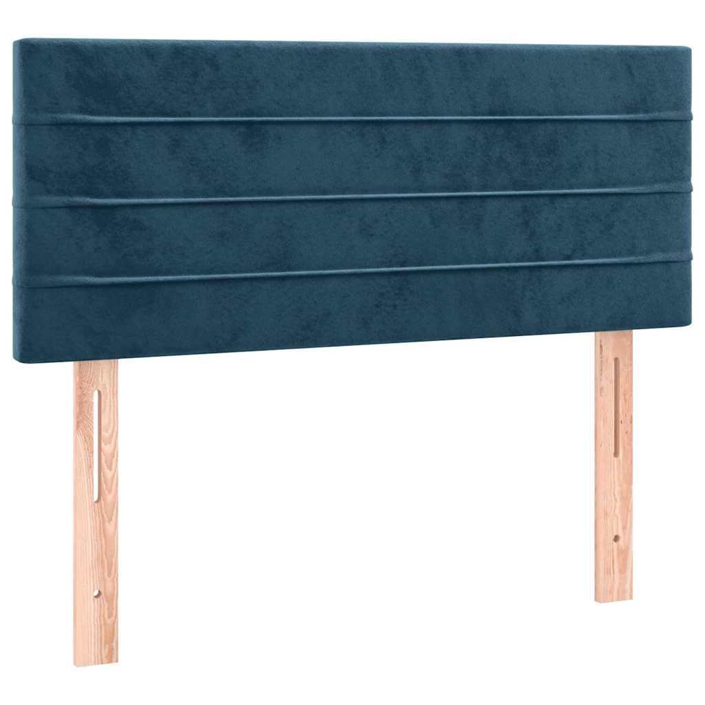 vidaXL Κρεβάτι Boxspring με Στρώμα & LED Σκ. Μπλε 100x200εκ. Βελούδινο