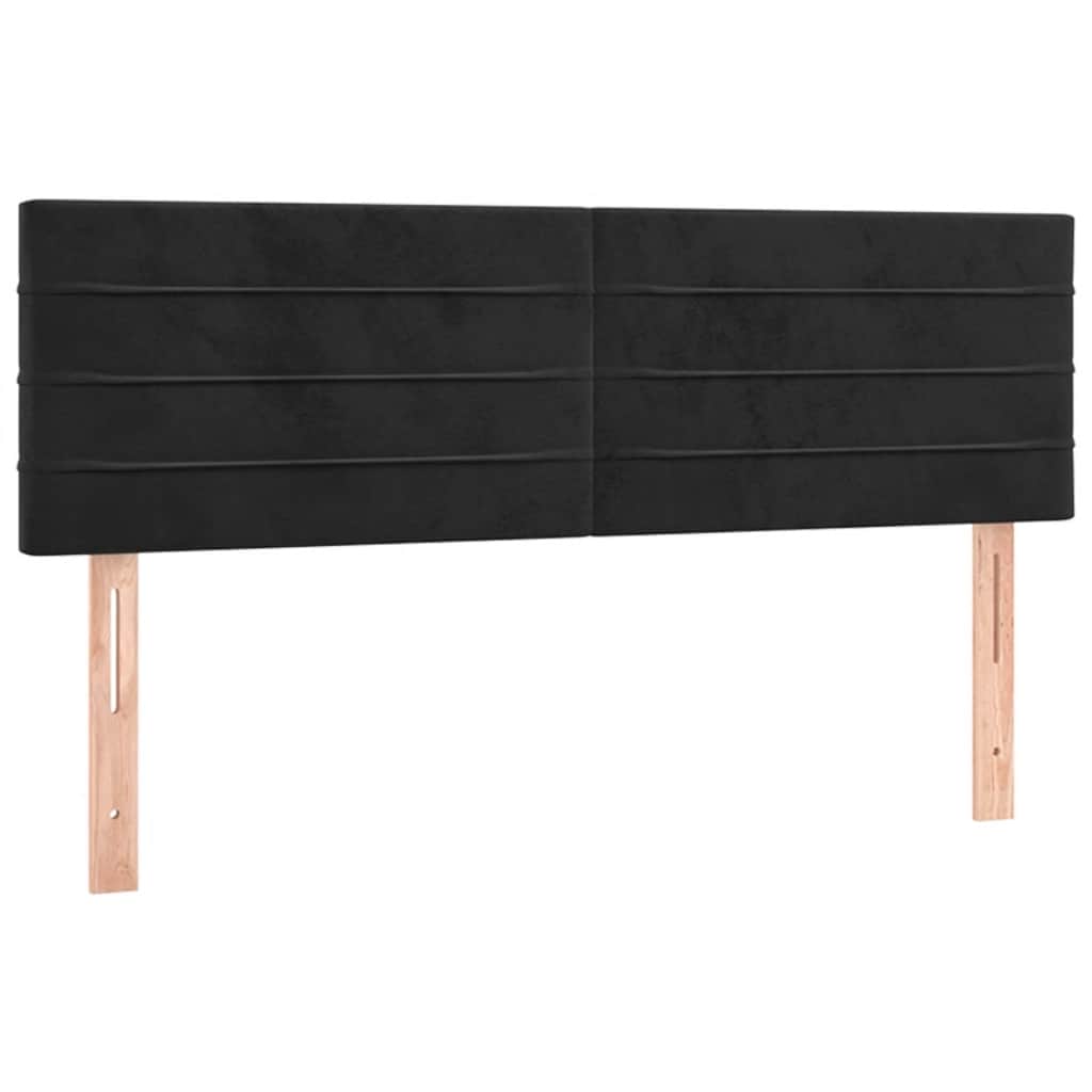 vidaXL Κρεβάτι Boxspring με Στρώμα & LED Μαύρο 140x190 εκ. Βελούδινο