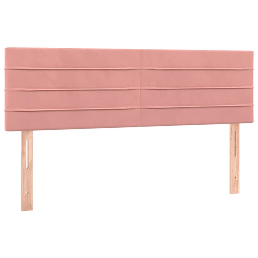 vidaXL Κρεβάτι Boxspring με Στρώμα & LED Ροζ 140x190 εκ. Βελούδινο