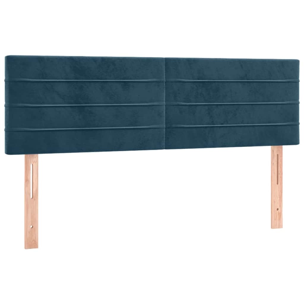 vidaXL Κρεβάτι Boxspring με Στρώμα & LED Σκ. Μπλε 140x200εκ. Βελούδινο