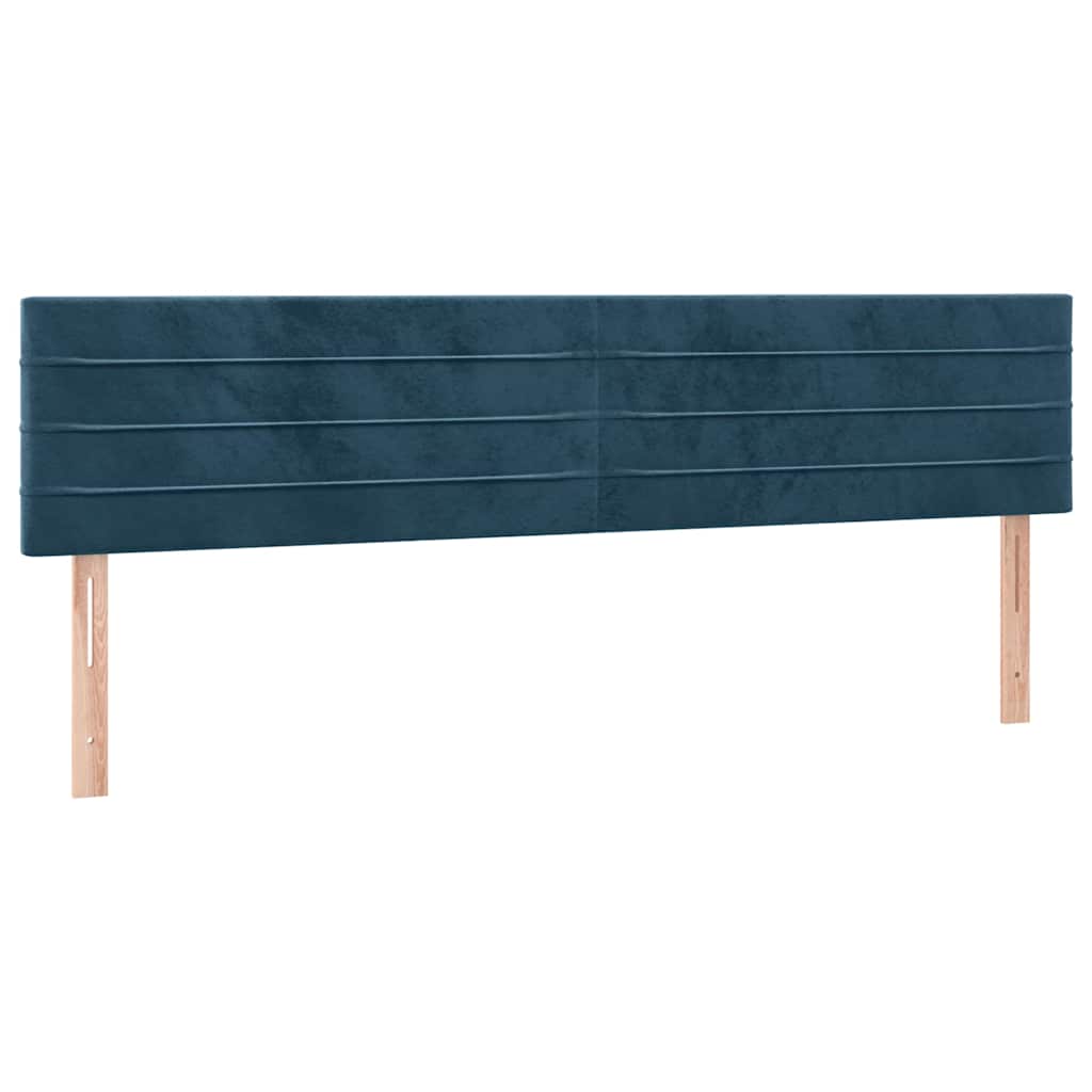 vidaXL Κρεβάτι Boxspring με Στρώμα & LED Σκ. Μπλε 200x200εκ. Βελούδινο