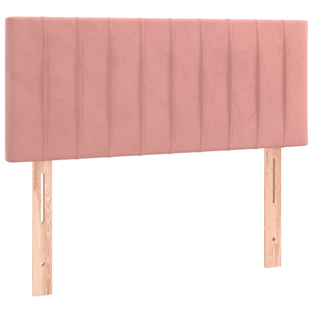 vidaXL Κρεβάτι Boxspring με Στρώμα & LED Ροζ 80 x 200 εκ. Βελούδινο