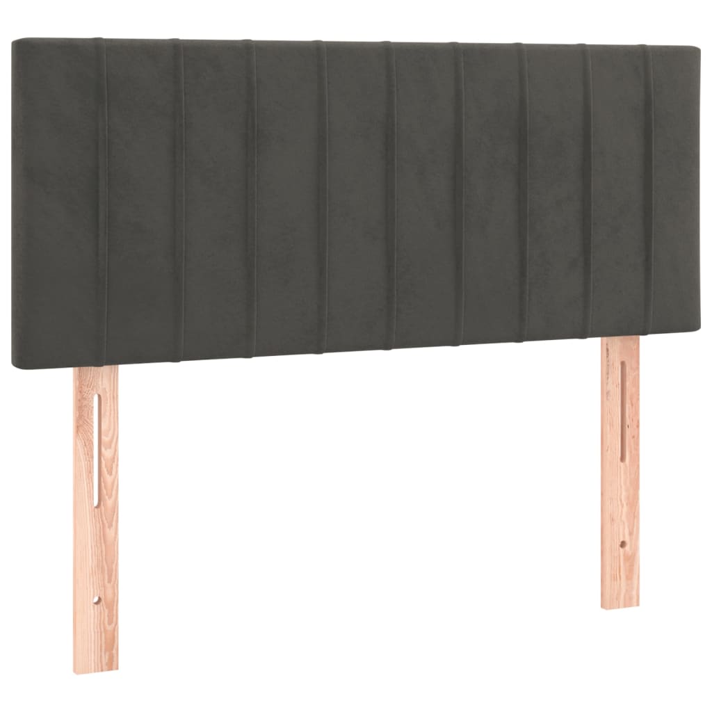 vidaXL Κρεβάτι Boxspring με Στρώμα & LED Σκ. Γκρι 90x200 εκ. Βελούδινο