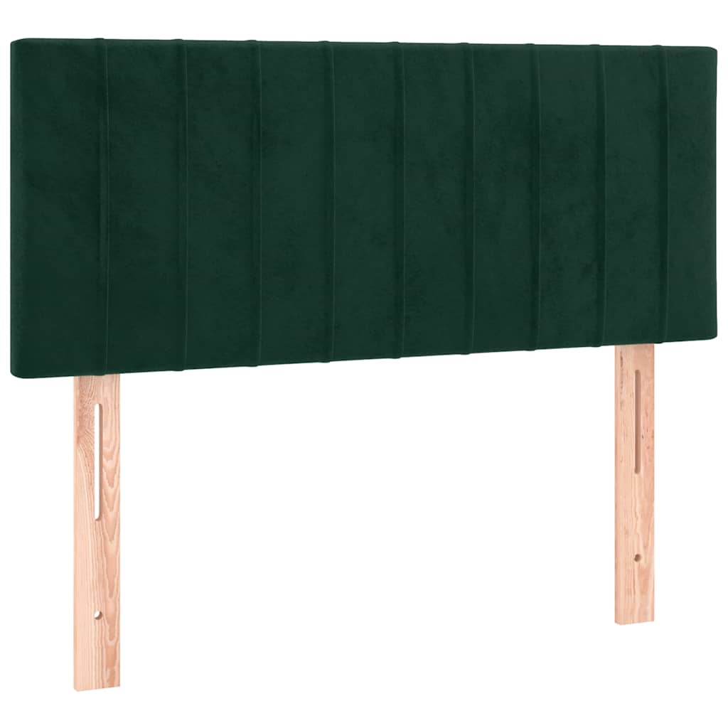 vidaXL Κρεβάτι Boxspring με Στρώμα & LED Σκ. Πράσινο 100x200εκ Βελούδο