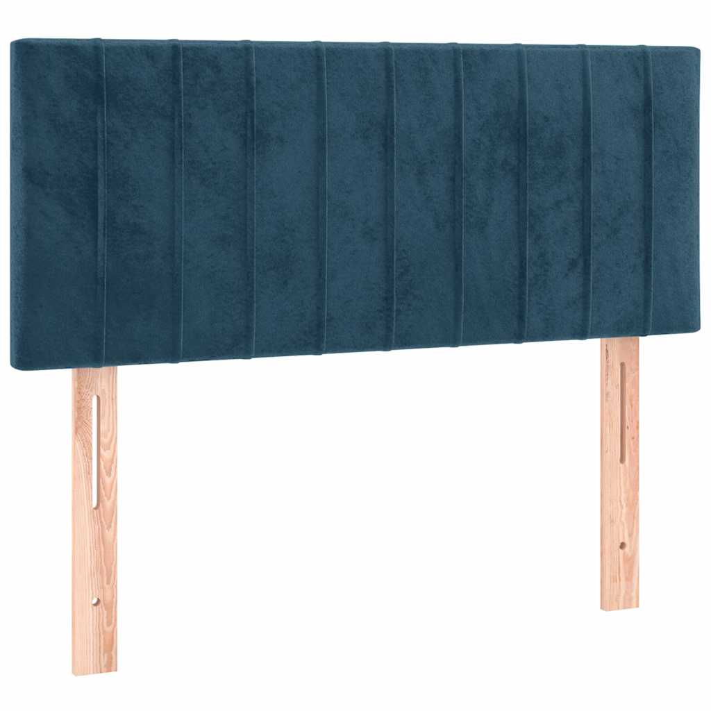 vidaXL Κρεβάτι Boxspring με Στρώμα & LED Σκ. Μπλε 100x200εκ. Βελούδινο