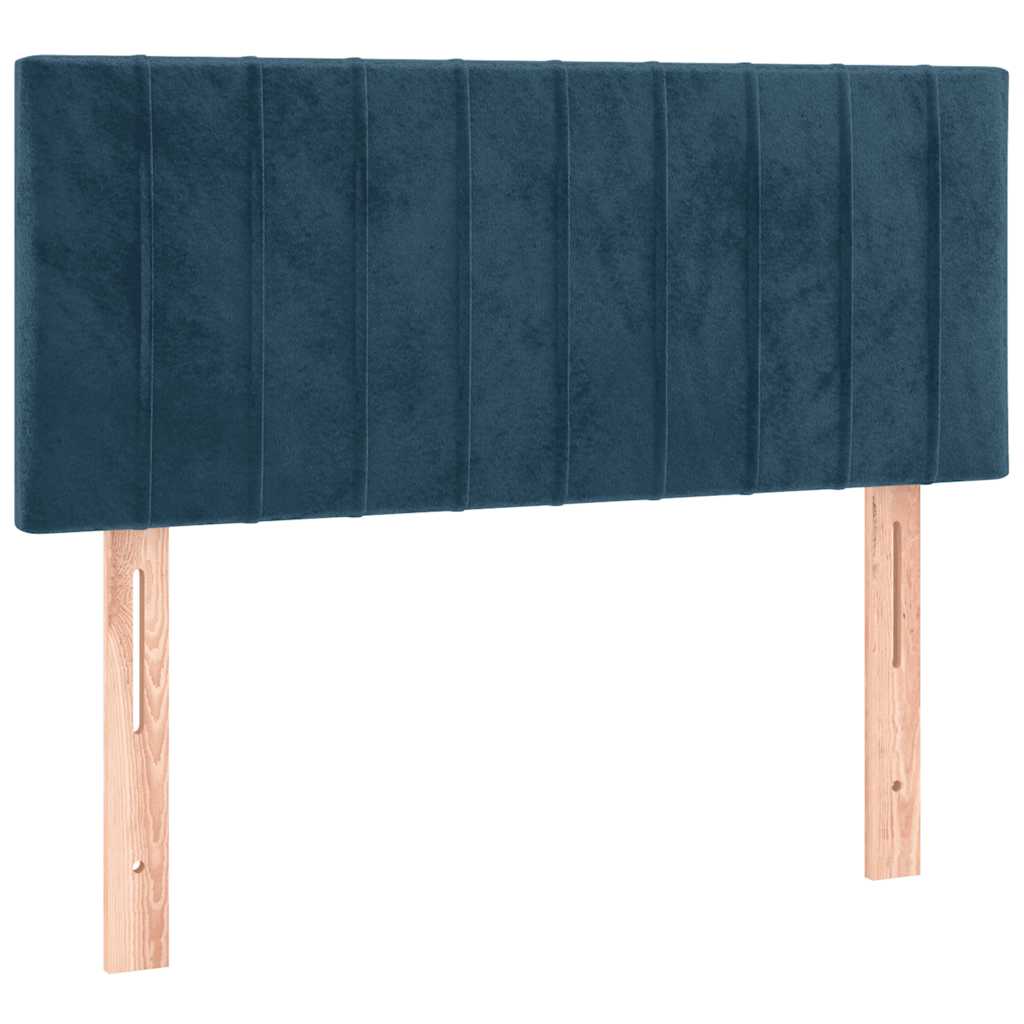 vidaXL Κρεβάτι Boxspring με Στρώμα & LED Σκ. Μπλε 120x200εκ. Βελούδινο