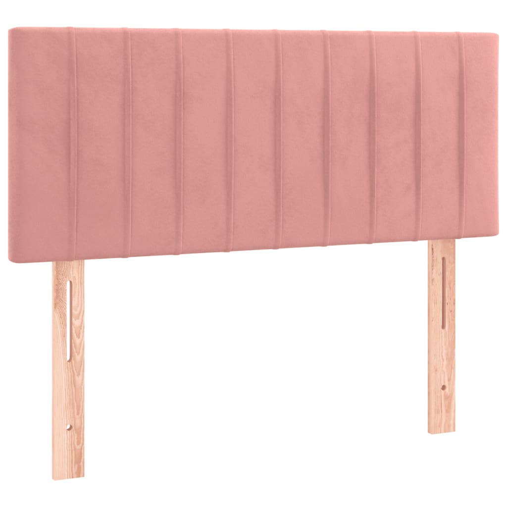 vidaXL Κρεβάτι Boxspring με Στρώμα & LED Ροζ 120x200 εκ. Βελούδινο