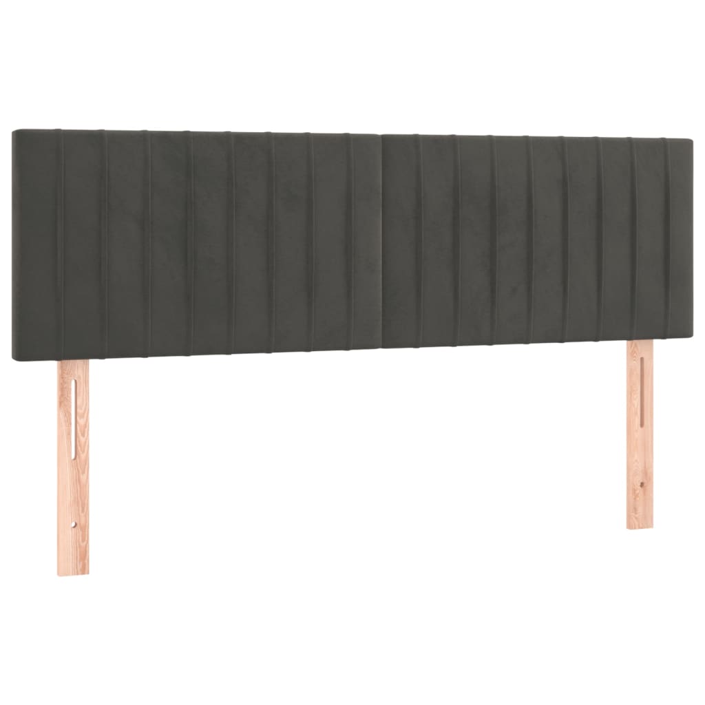vidaXL Κρεβάτι Boxspring με Στρώμα & LED Σκ. Γκρι 140x200εκ. Βελούδινο