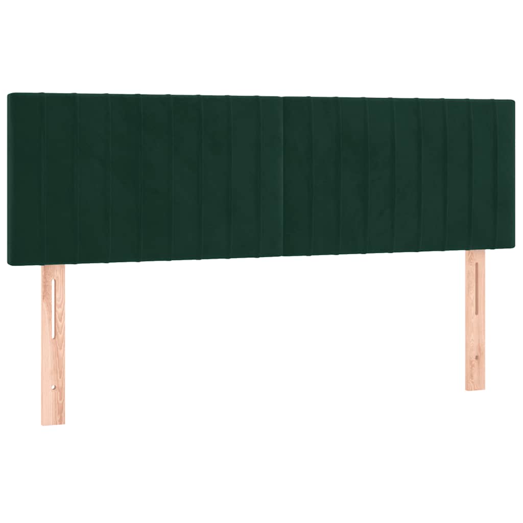 vidaXL Κρεβάτι Boxspring με Στρώμα & LED Σκ. Πράσινο 140x200εκ Βελούδο