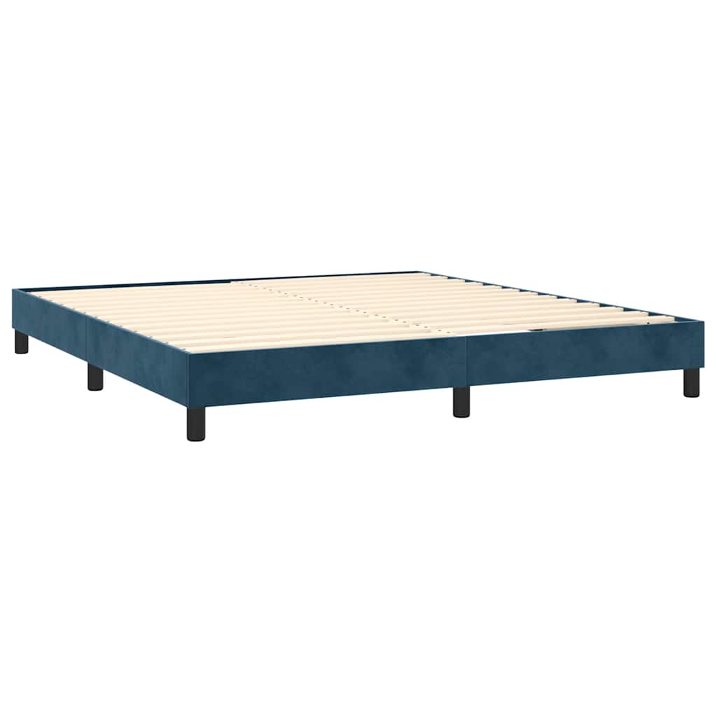 vidaXL Κρεβάτι Boxspring με Στρώμα & LED Σκ. Μπλε 180x200εκ. Βελούδινο