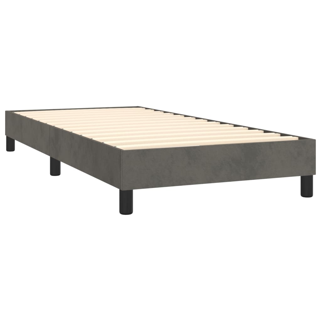 vidaXL Κρεβάτι Boxspring με Στρώμα & LED Σκ. Γκρι 90x200 εκ. Βελούδινο