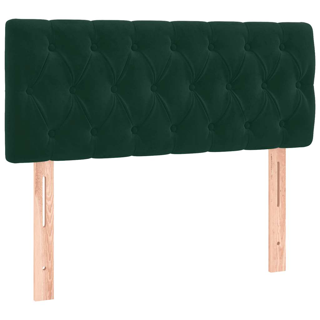 vidaXL Κρεβάτι Boxspring με Στρώμα & LED Σκ. Πράσινο 90x200 εκ Βελούδο