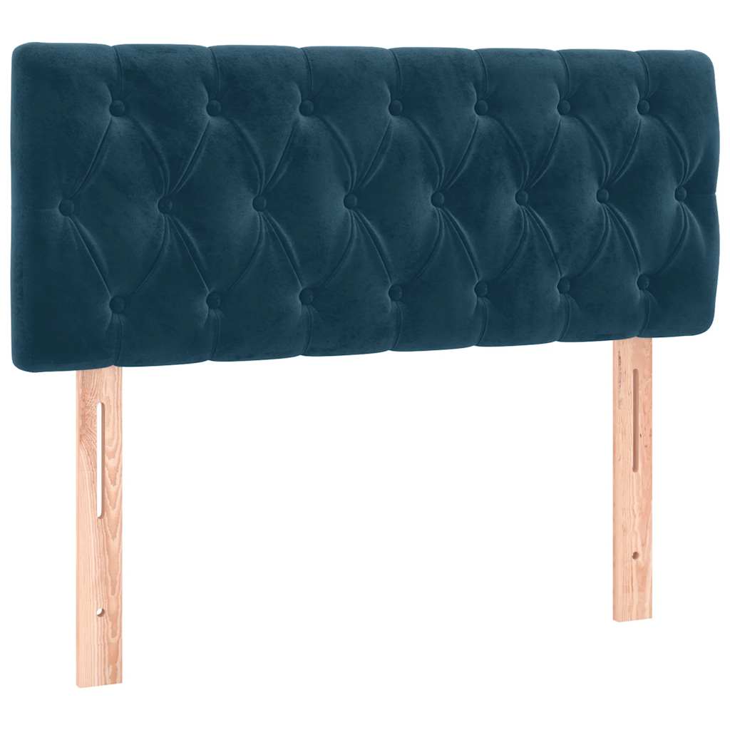 vidaXL Κρεβάτι Boxspring με Στρώμα & LED Σκ. Μπλε 90x200 εκ. Βελούδινο
