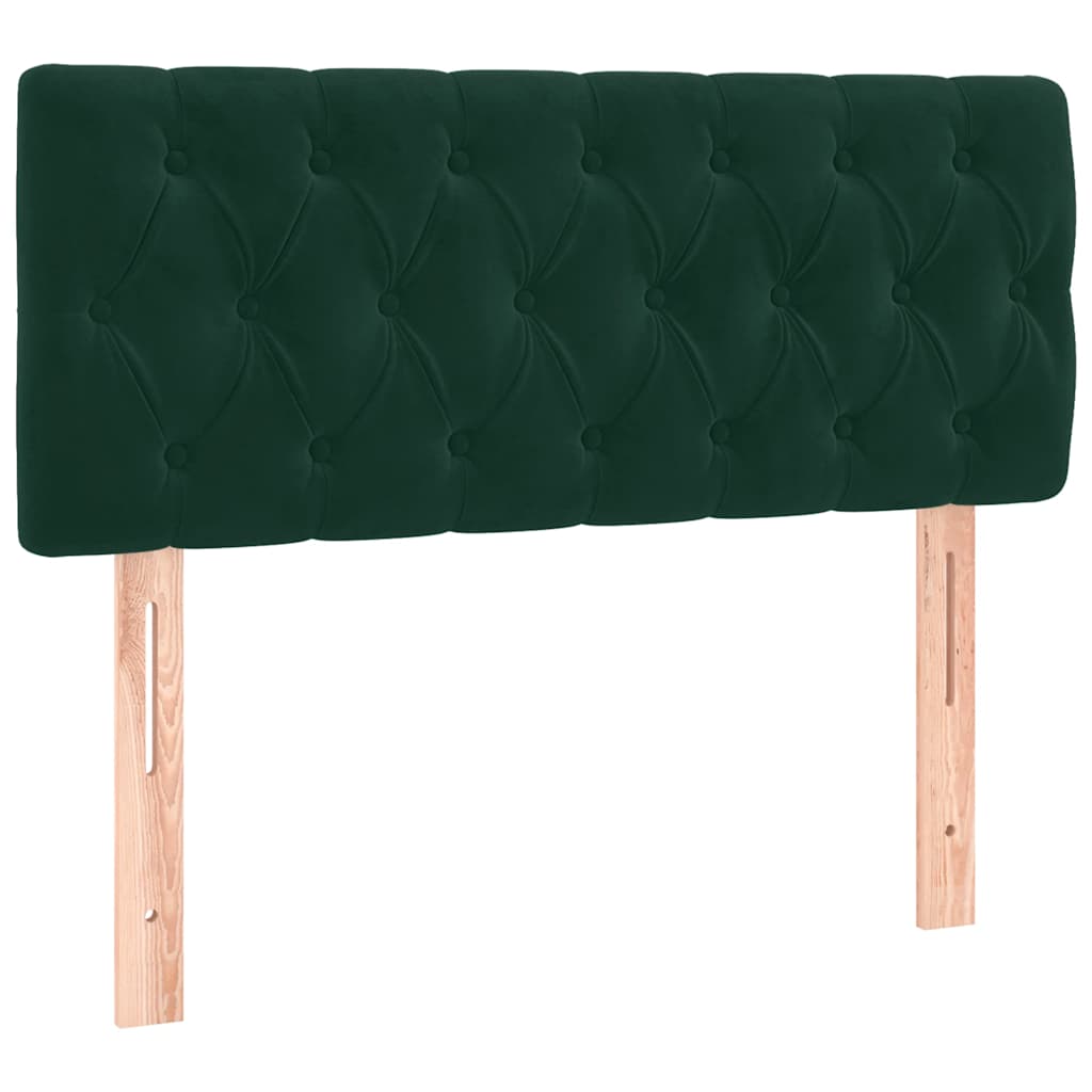 vidaXL Κρεβάτι Boxspring με Στρώμα & LED Σκ. Πράσινο 100x200εκ Βελούδο