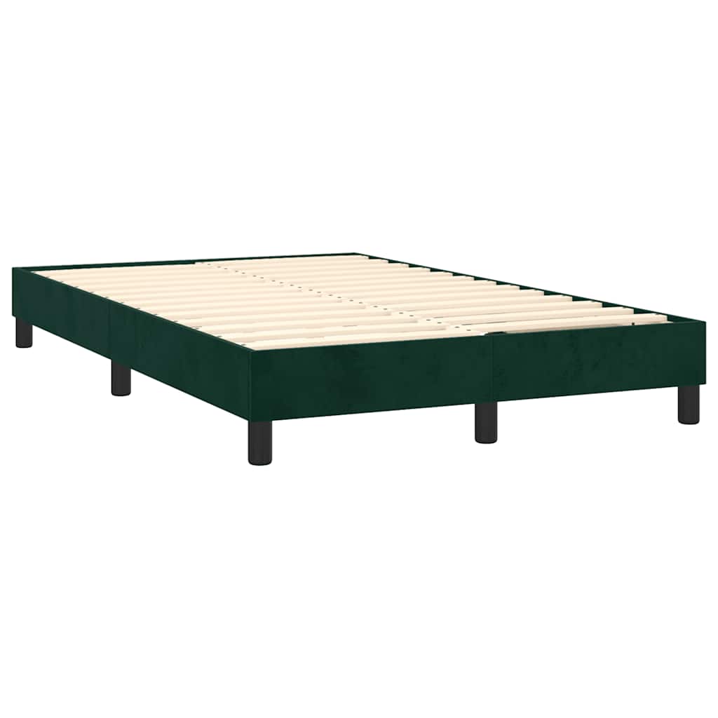 vidaXL Κρεβάτι Boxspring με Στρώμα & LED Σκ. Πράσινο 120x200εκ Βελούδο