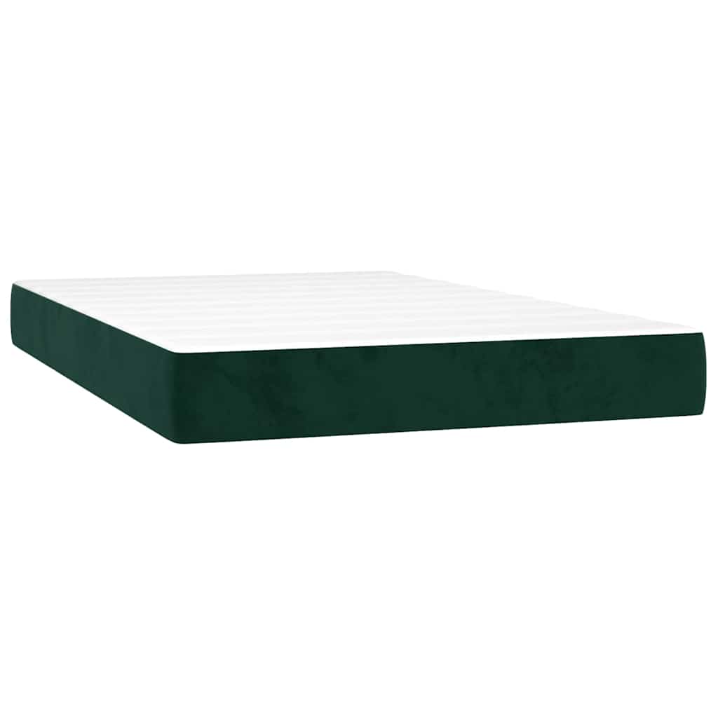 vidaXL Κρεβάτι Boxspring με Στρώμα & LED Σκ. Πράσινο 120x200εκ Βελούδο