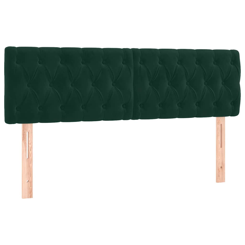 vidaXL Κρεβάτι Boxspring με Στρώμα & LED Σκ. Πράσινο 140x200εκ Βελούδο