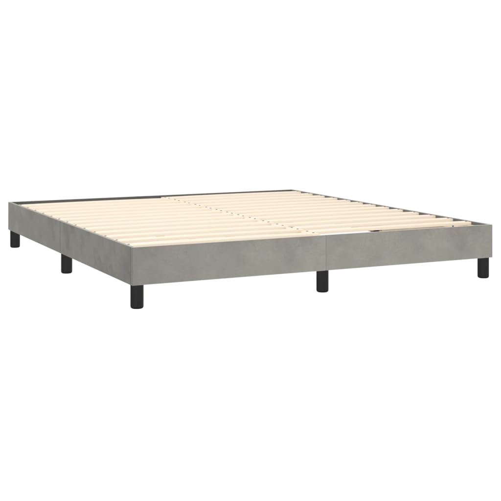 vidaXL Κρεβάτι Boxspring με Στρώμα & LED Αν.Γκρι 160x200 εκ. Βελούδινο