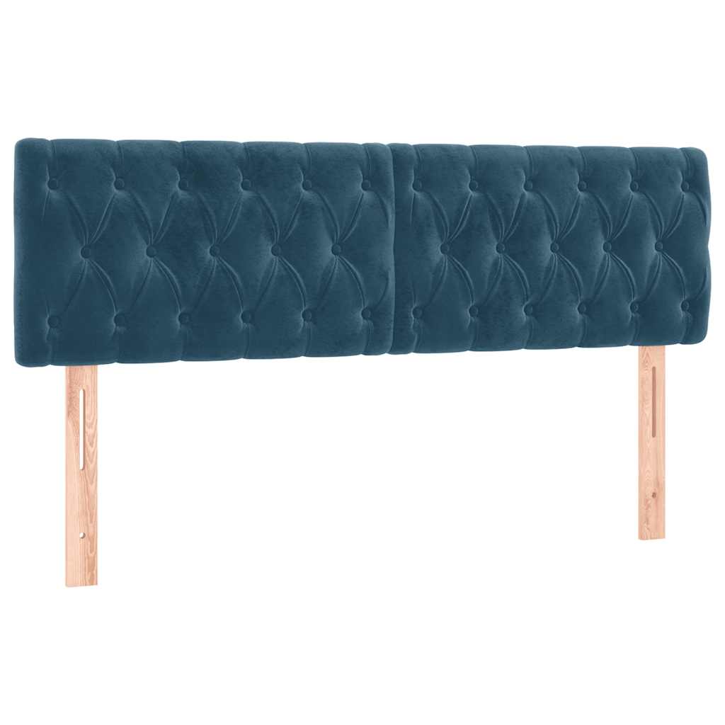 vidaXL Κρεβάτι Boxspring με Στρώμα & LED Σκ. Μπλε 160x200εκ. Βελούδινο