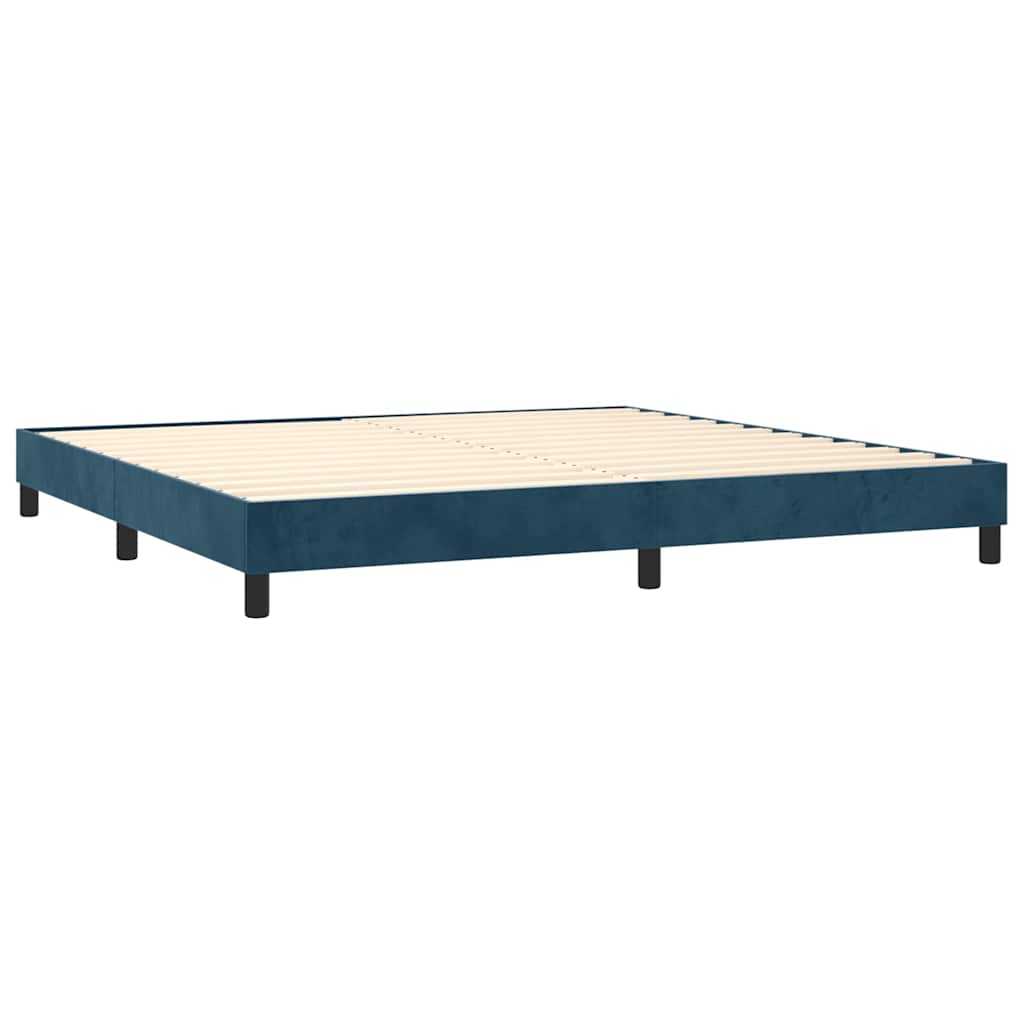 vidaXL Κρεβάτι Boxspring με Στρώμα & LED Σκ. Μπλε 200x200εκ. Βελούδινο