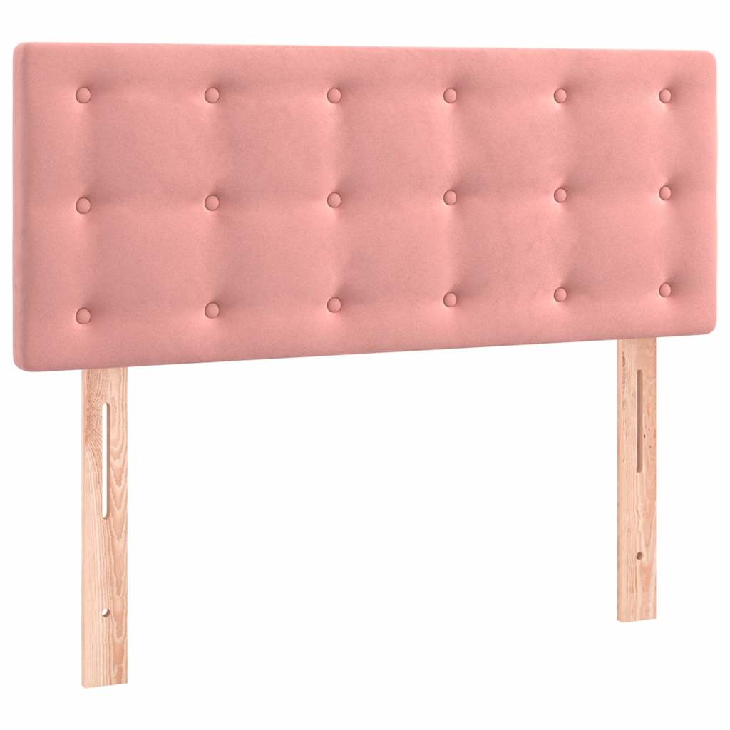 vidaXL Κρεβάτι Boxspring με Στρώμα & LED Ροζ 80 x 200 εκ. Βελούδινο