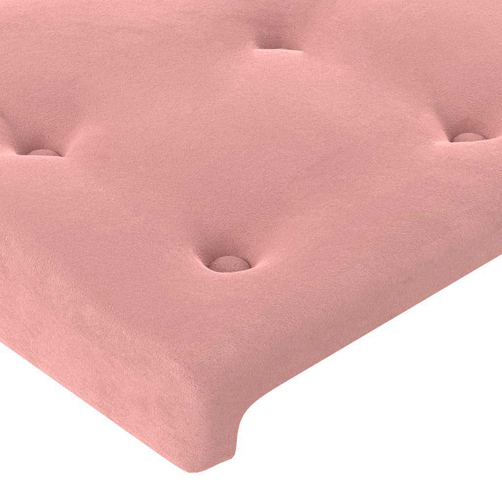 vidaXL Κρεβάτι Boxspring με Στρώμα & LED Ροζ 80 x 200 εκ. Βελούδινο