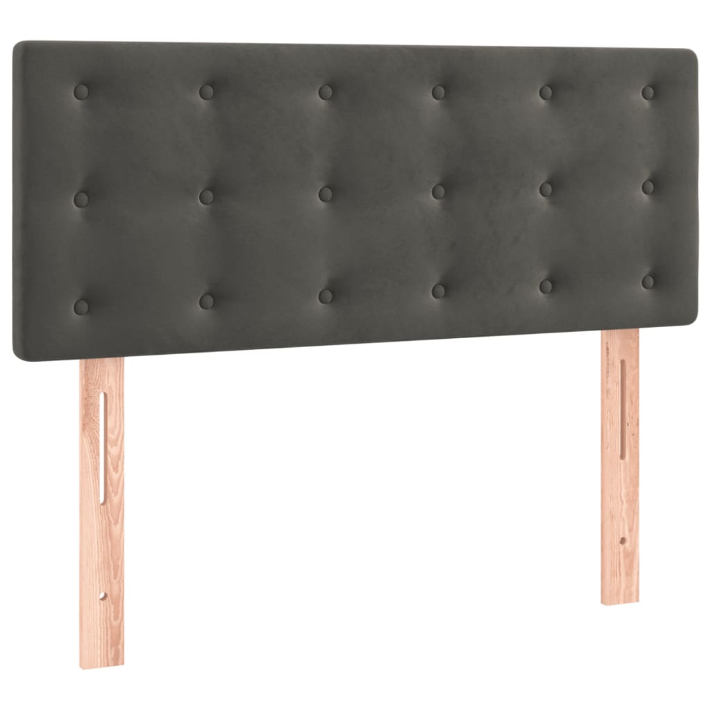 vidaXL Κρεβάτι Boxspring με Στρώμα & LED Σκ. Γκρι 90x190 εκ. Βελούδινο