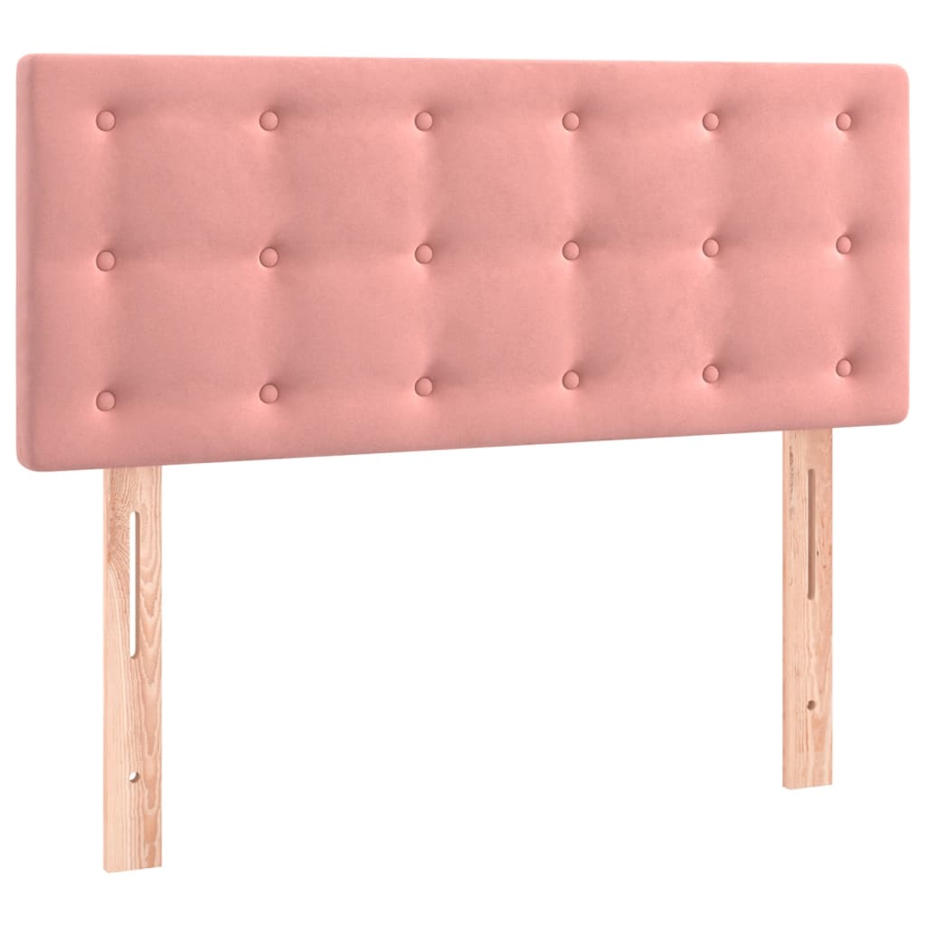 vidaXL Κρεβάτι Boxspring με Στρώμα & LED Ροζ 90x200 εκ. Βελούδινο