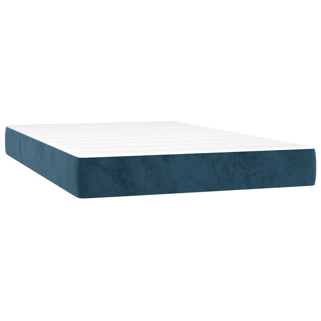 vidaXL Κρεβάτι Boxspring με Στρώμα & LED Σκ. Μπλε 120x200εκ. Βελούδινο