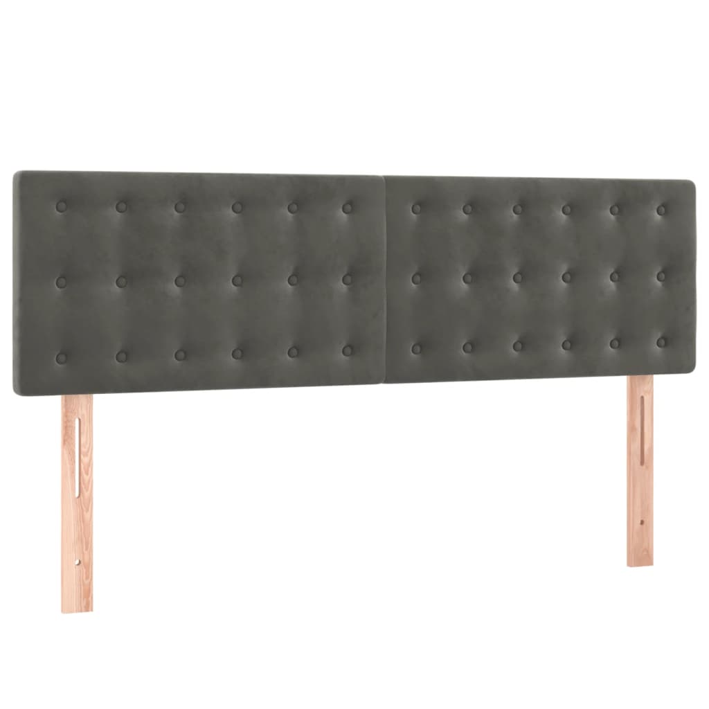 vidaXL Κρεβάτι Boxspring με Στρώμα & LED Σκ. Γκρι 140x190εκ. Βελούδινο