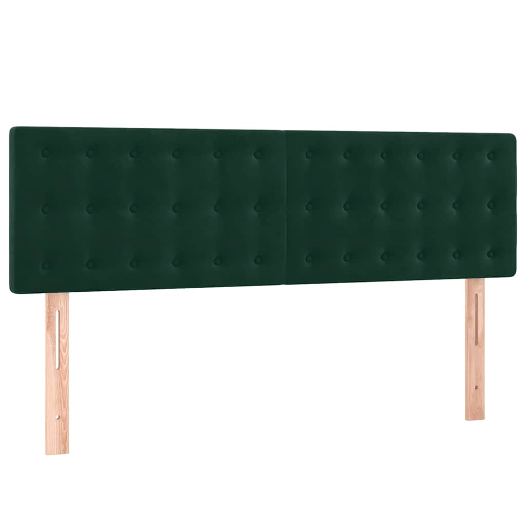 vidaXL Κρεβάτι Boxspring με Στρώμα & LED Σκ. Πράσινο 140x190εκ Βελούδο