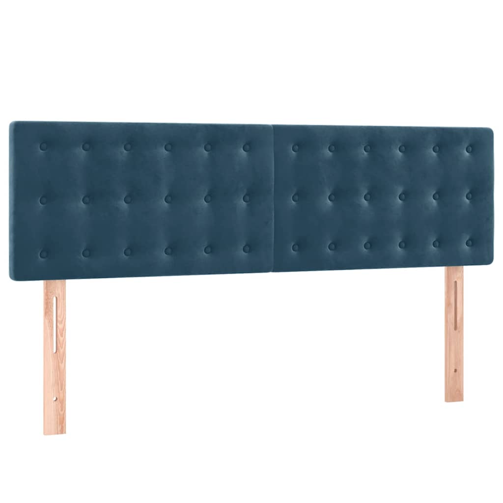 vidaXL Κρεβάτι Boxspring με Στρώμα & LED Σκ. Μπλε 140x190εκ. Βελούδινο