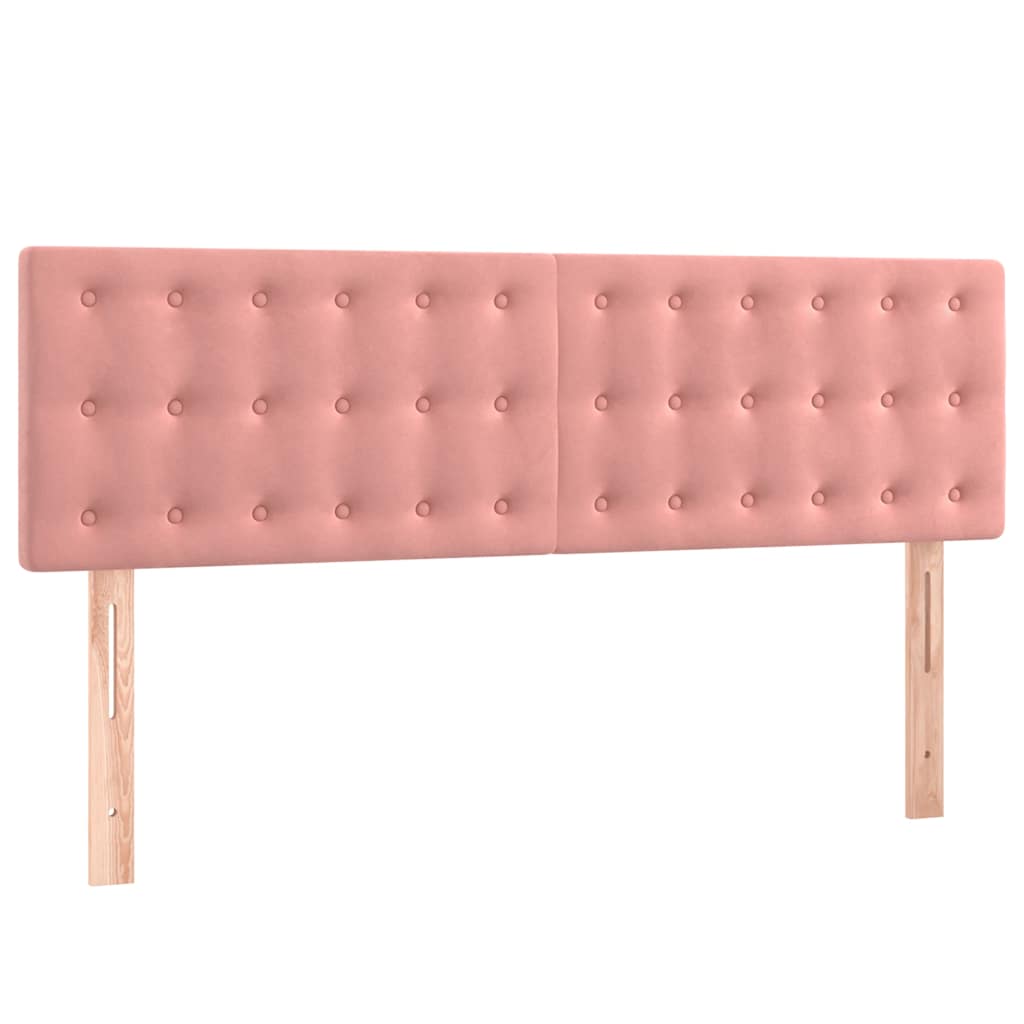 vidaXL Κρεβάτι Boxspring με Στρώμα & LED Ροζ 140x190 εκ. Βελούδινο