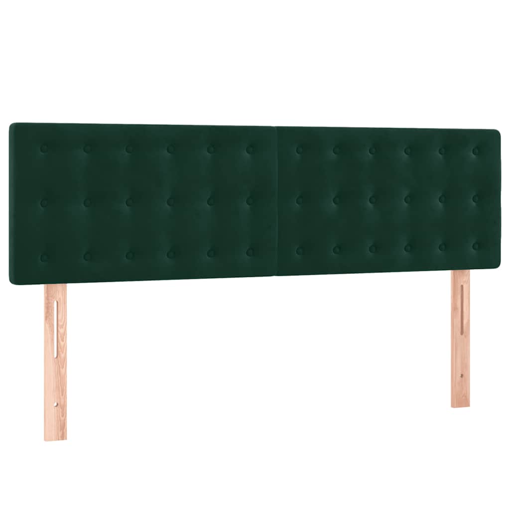 vidaXL Κρεβάτι Boxspring με Στρώμα & LED Σκ. Πράσινο 140x200εκ Βελούδο