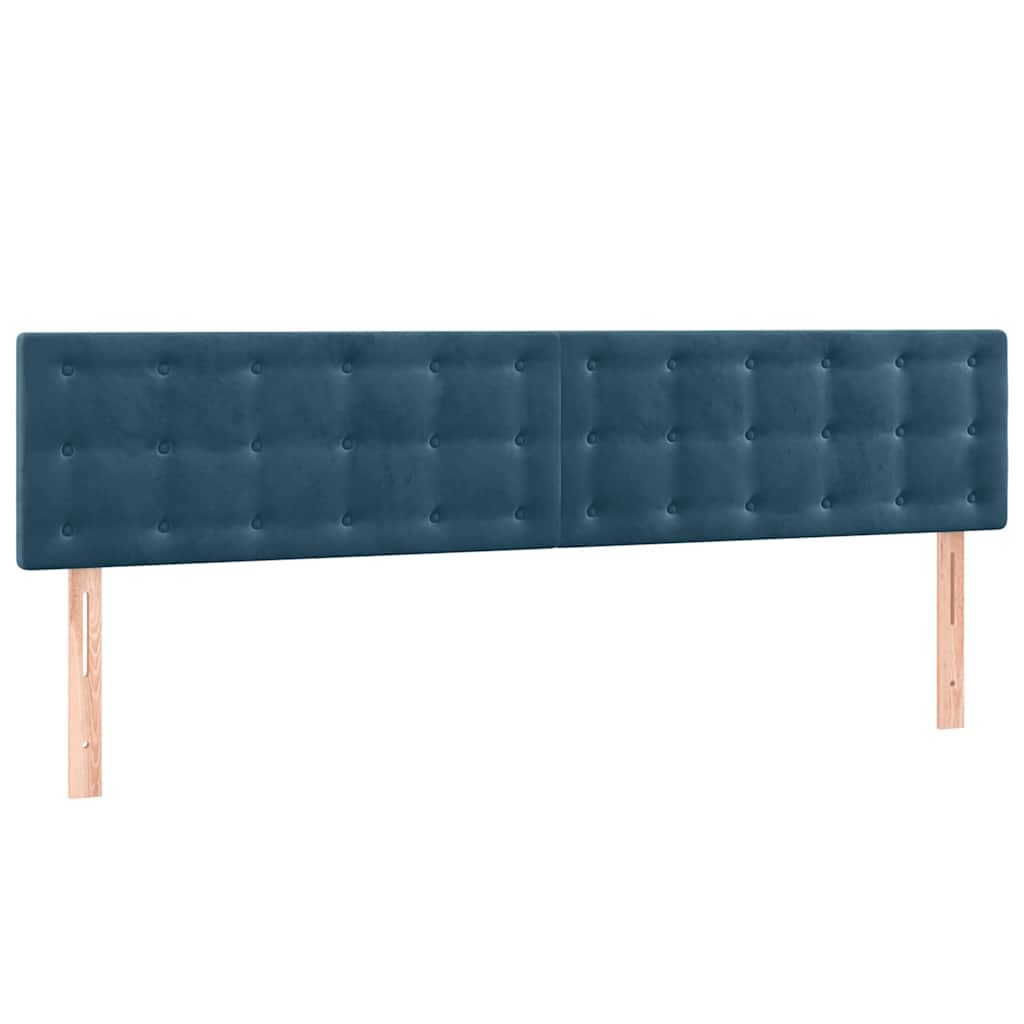 vidaXL Κρεβάτι Boxspring με Στρώμα & LED Σκ. Μπλε 160x200εκ. Βελούδινο