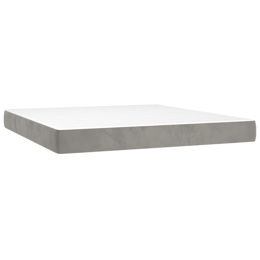 vidaXL Κρεβάτι Boxspring με Στρώμα & LED Αν.Γκρι 180x200 εκ. Βελούδινο