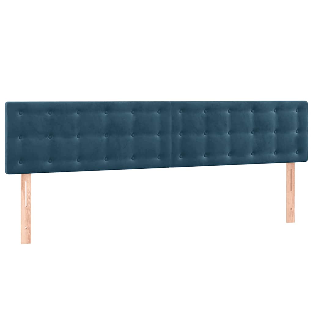 vidaXL Κρεβάτι Boxspring με Στρώμα & LED Σκ. Μπλε 180x200εκ. Βελούδινο