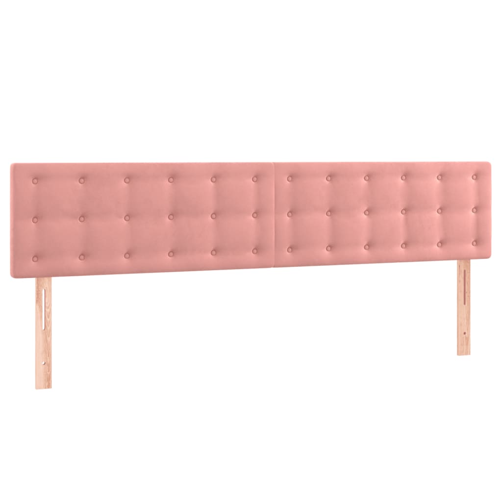 vidaXL Κρεβάτι Boxspring με Στρώμα & LED Ροζ 200x200 εκ. Βελούδινο