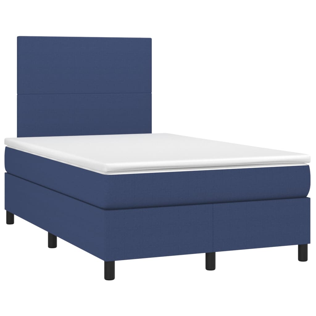 vidaXL Κρεβάτι Boxspring με Στρώμα & LED Μπλε 120x200 εκ. Υφασμάτινο