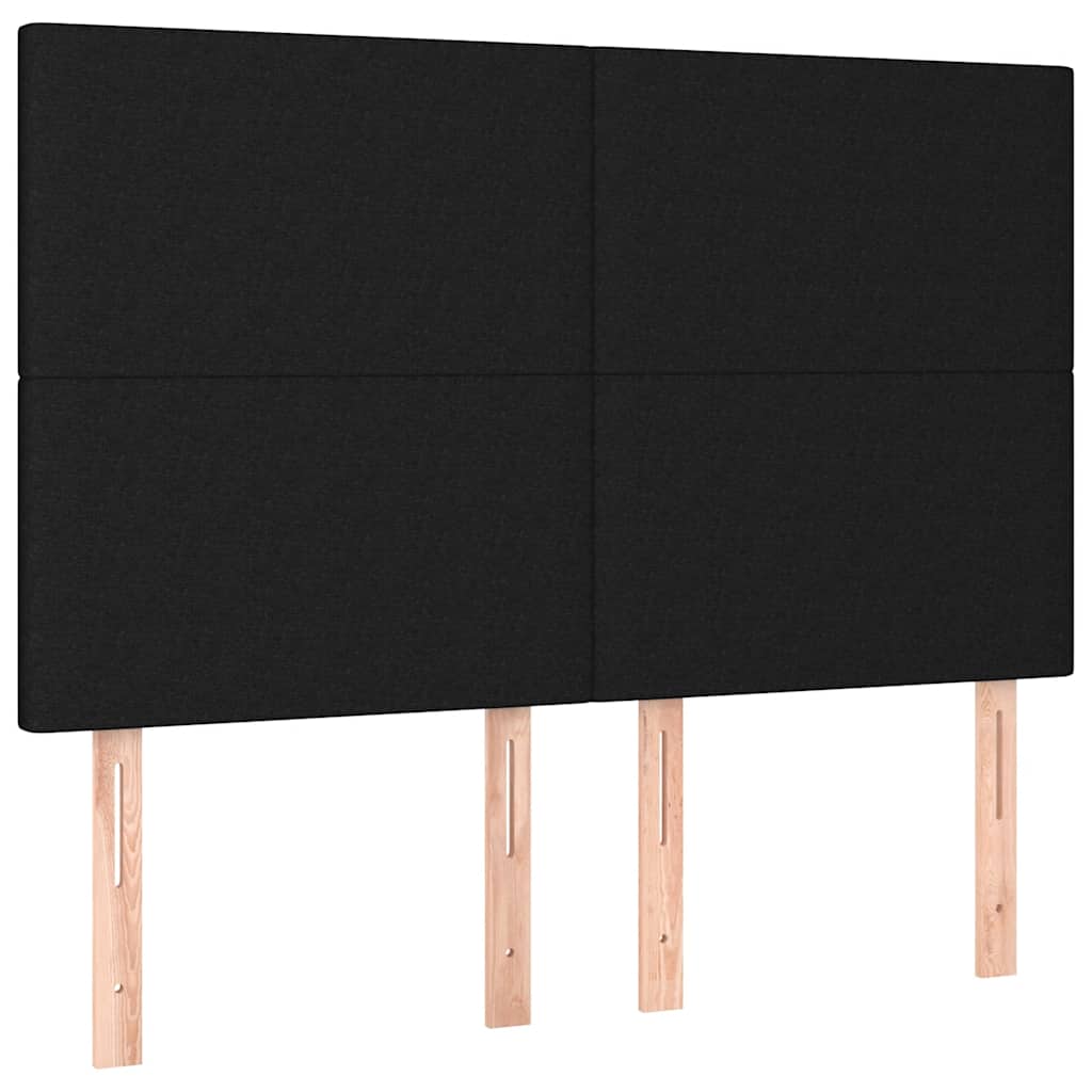 vidaXL Κρεβάτι Boxspring με Στρώμα & LED Μαύρο 140x200 εκ. Υφασμάτινο