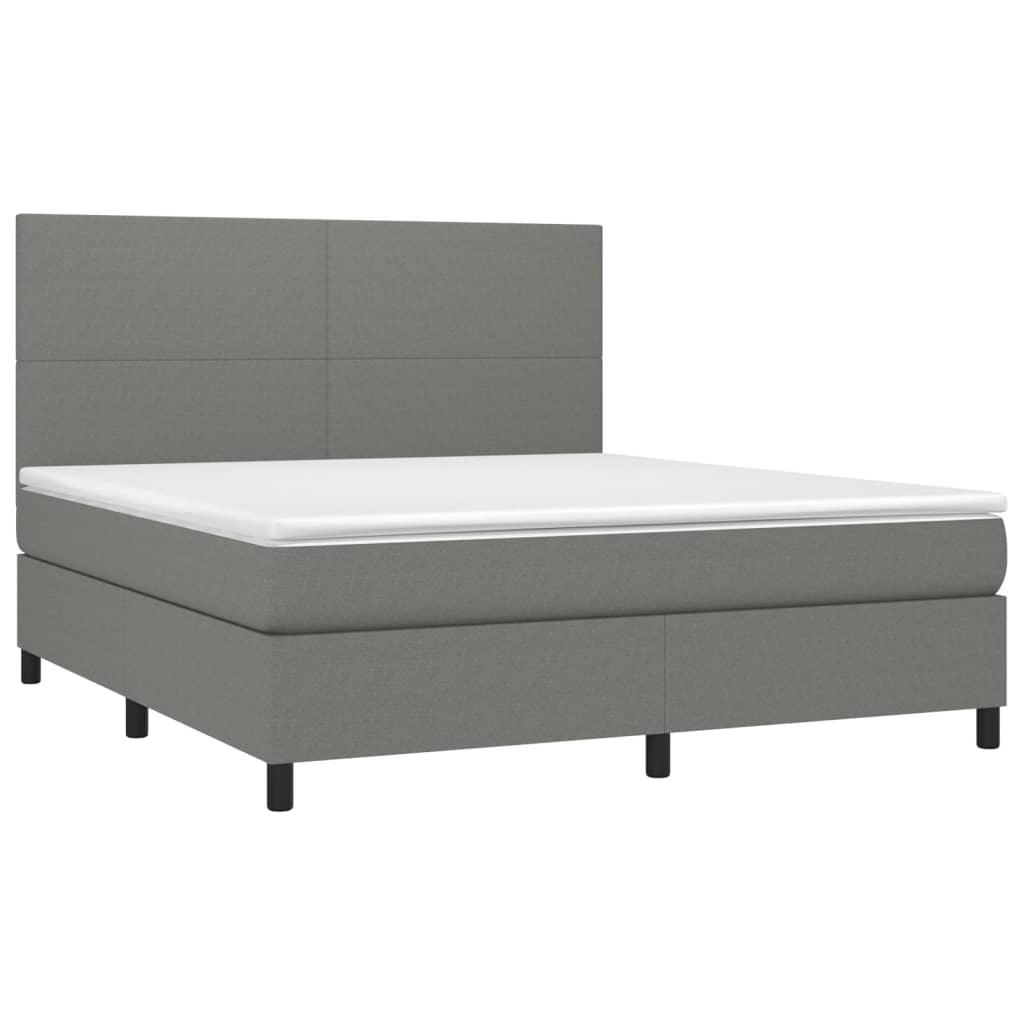 vidaXL Κρεβάτι Boxspring με Στρώμα & LED Σκ.Γκρι 160x200 εκ Υφασμάτινο