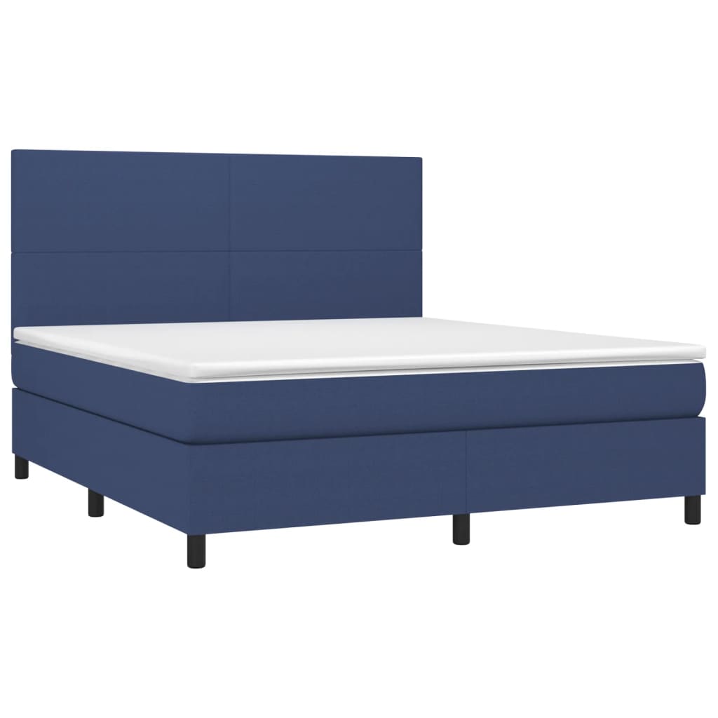 vidaXL Κρεβάτι Boxspring με Στρώμα & LED Μπλε 160x200 εκ. Υφασμάτινο