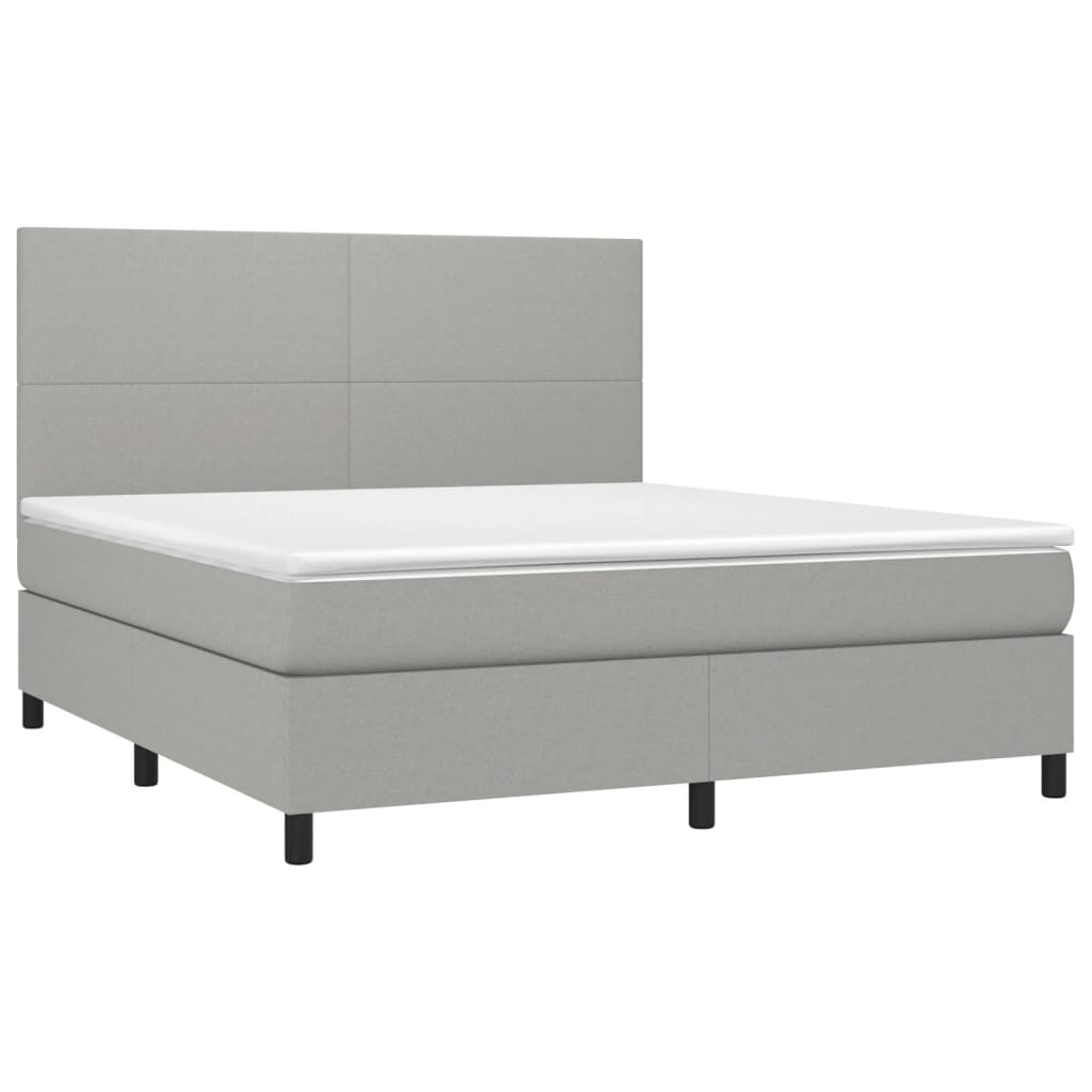 vidaXL Κρεβάτι Boxspring με Στρώμα & LED Αν.Γκρι 180x200εκ. Υφασμάτινο