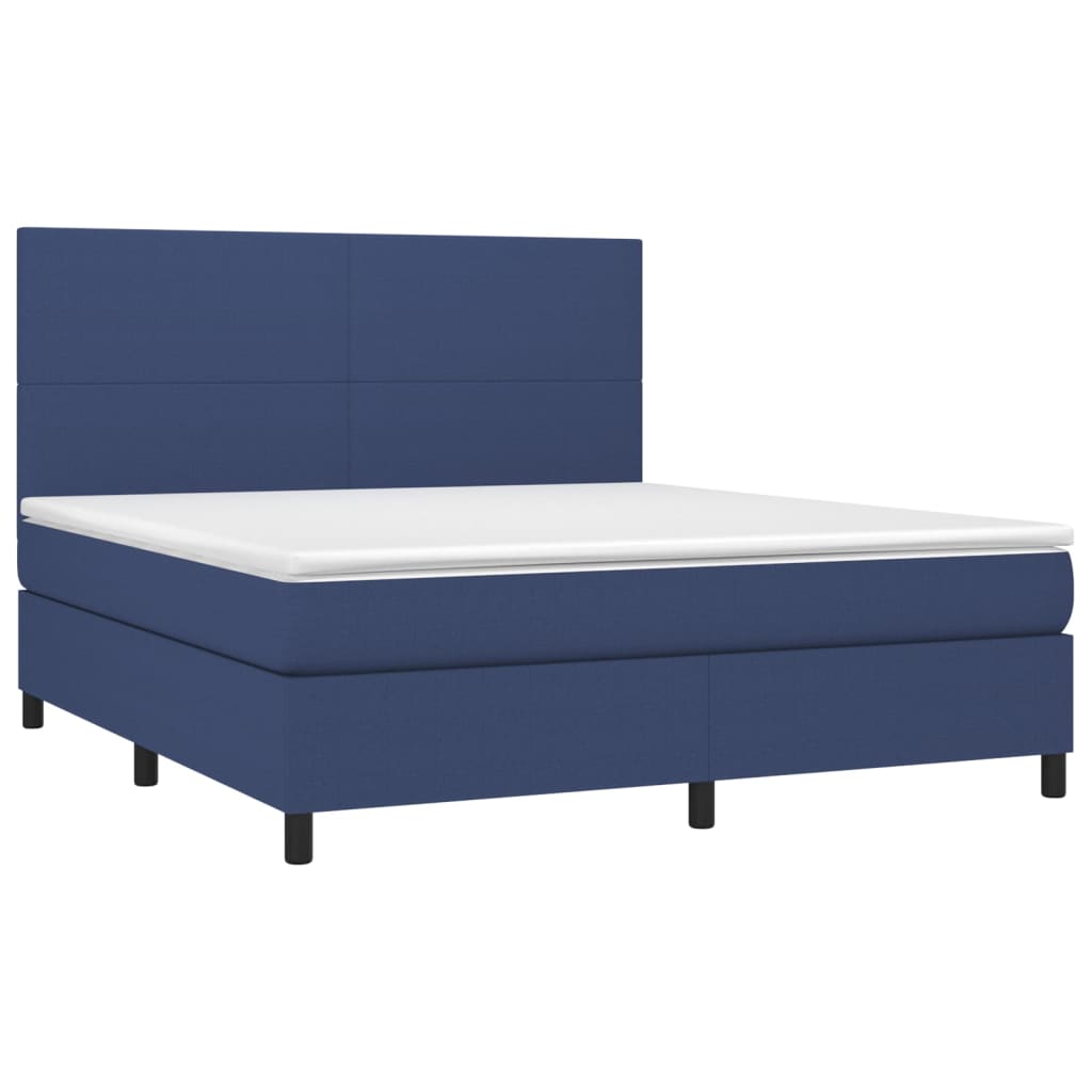 vidaXL Κρεβάτι Boxspring με Στρώμα & LED Μπλε 180x200 εκ. Υφασμάτινο