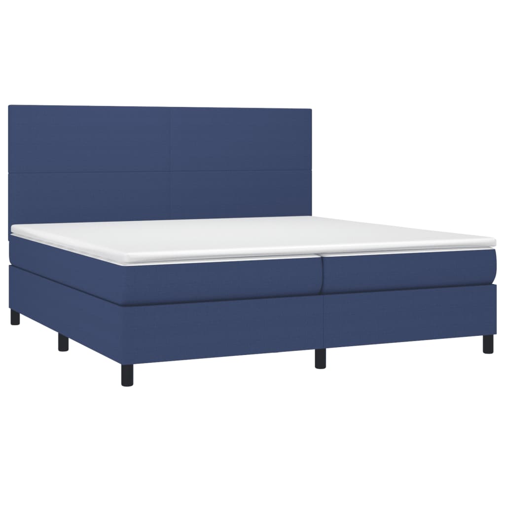 vidaXL Κρεβάτι Boxspring με Στρώμα & LED Μπλε 200x200 εκ. Υφασμάτινο