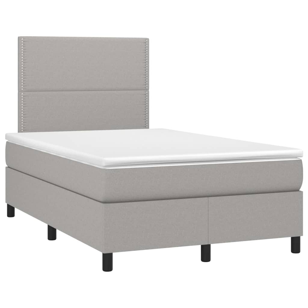 vidaXL Κρεβάτι Boxspring με Στρώμα & LED Αν.Γκρι 120x200 εκ Υφασμάτινο