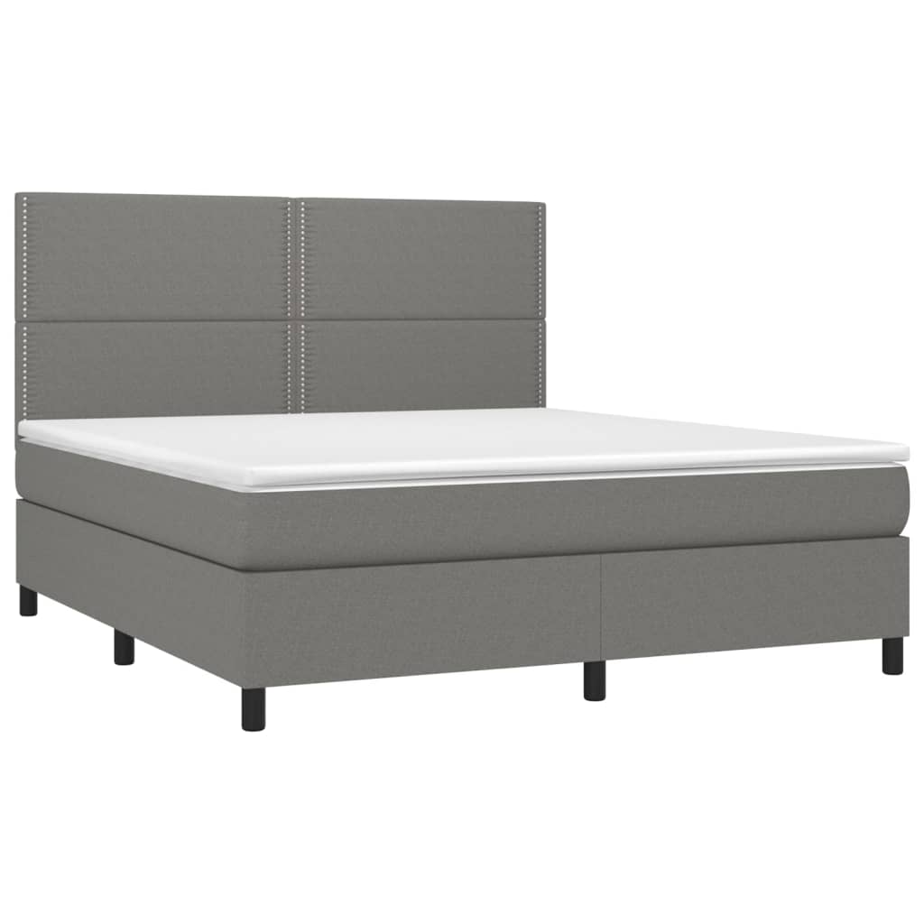 vidaXL Κρεβάτι Boxspring με Στρώμα & LED Σκ.Γκρι 160x200 εκ Υφασμάτινο