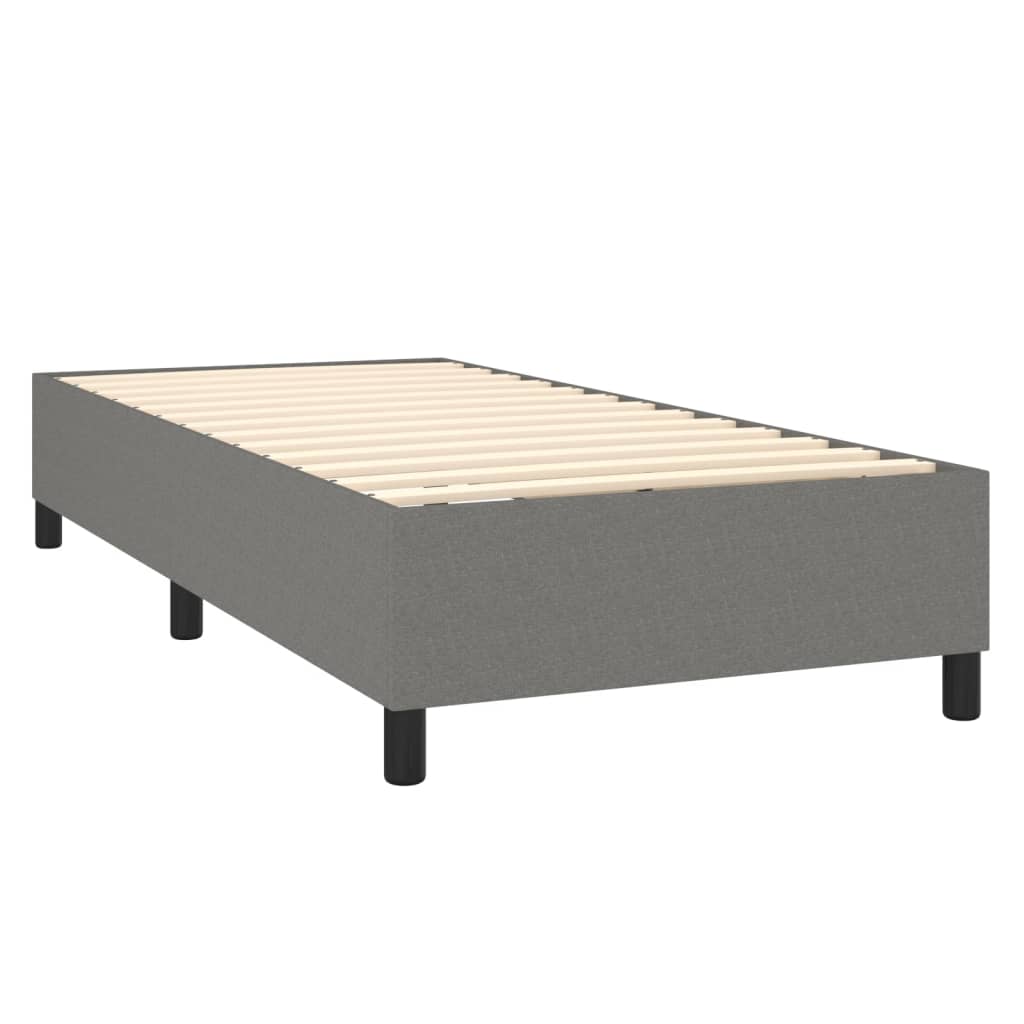vidaXL Κρεβάτι Boxspring με Στρώμα & LED Σκ.Γκρι 90x190 εκ. Υφασμάτινο