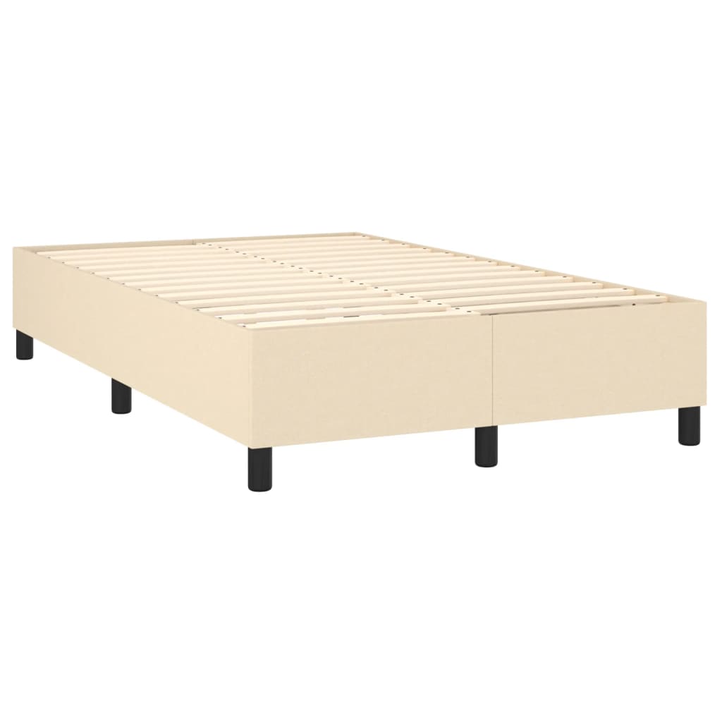 vidaXL Κρεβάτι Boxspring με Στρώμα & LED Κρεμ 120x200 εκ. Υφασμάτινο